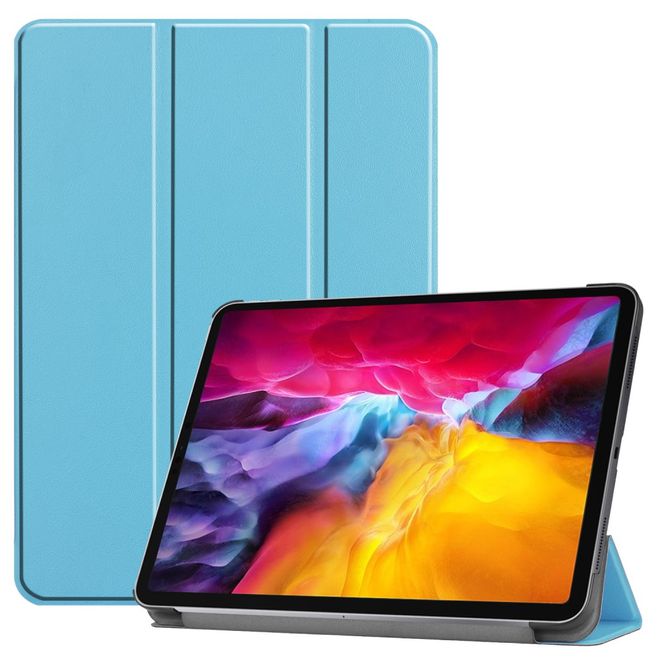 iPad Pro 11 (2022 / 2021 / 2020 / 2018) Leder Hülle - dreifach faltbar - Sleep/Wake Funktion - hellblau