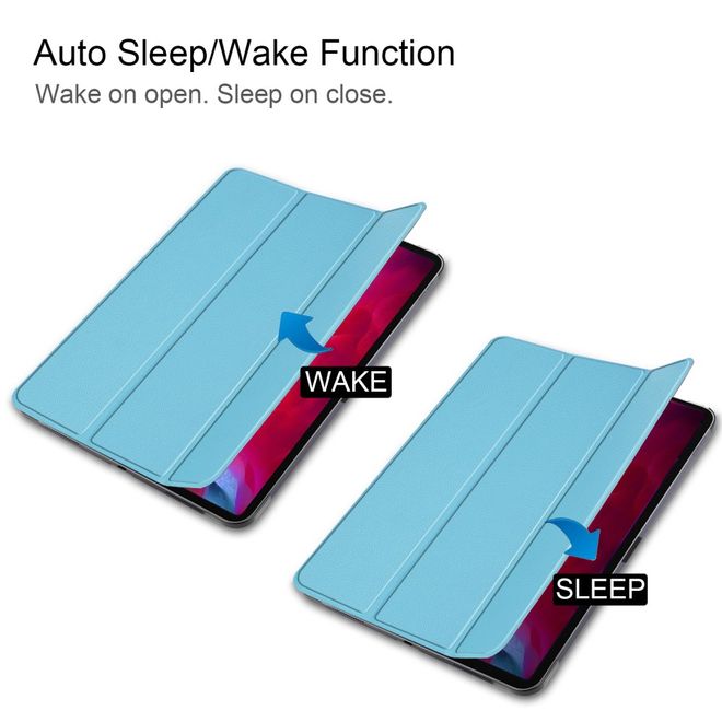 iPad Pro 11 (2022 / 2021 / 2020 / 2018) Leder Hülle - dreifach faltbar - Sleep/Wake Funktion - hellblau