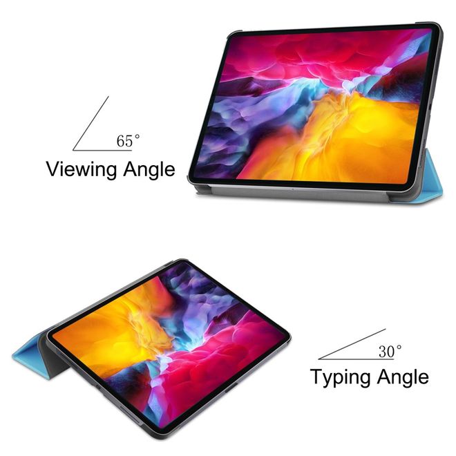 iPad Pro 11 (2022 / 2021 / 2020 / 2018) Leder Hülle - dreifach faltbar - Sleep/Wake Funktion - hellblau