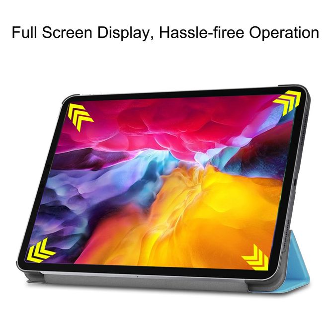 iPad Pro 11 (2022 / 2021 / 2020 / 2018) Leder Hülle - dreifach faltbar - Sleep/Wake Funktion - hellblau