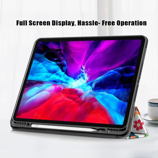 iPad Pro 11 (2022 / 2021 / 2020 / 2018) Hülle - Dreifach faltbares Case aus Leder - kleine Schmetterlinge