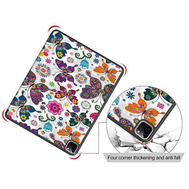 iPad Pro 11 (2022 / 2021 / 2020 / 2018) Hülle - Dreifach faltbares Case aus Leder - kleine Schmetterlinge
