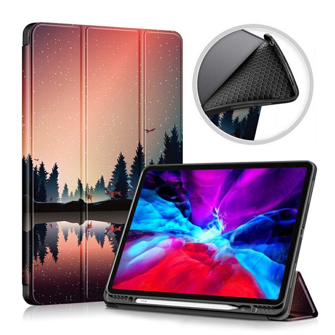 Étui pour iPad Pro 11 (2022 / 2021 / 2020 / 2018) - Étui en cuir à trois volets - Forêt