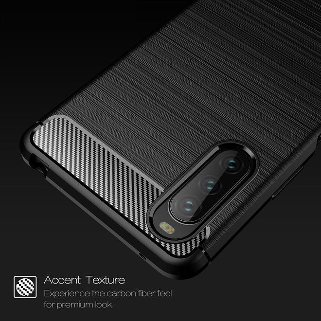 Sony Xperia 10 III Handyhülle - Carbon Fiber TPU Softcase Series - schwarz
