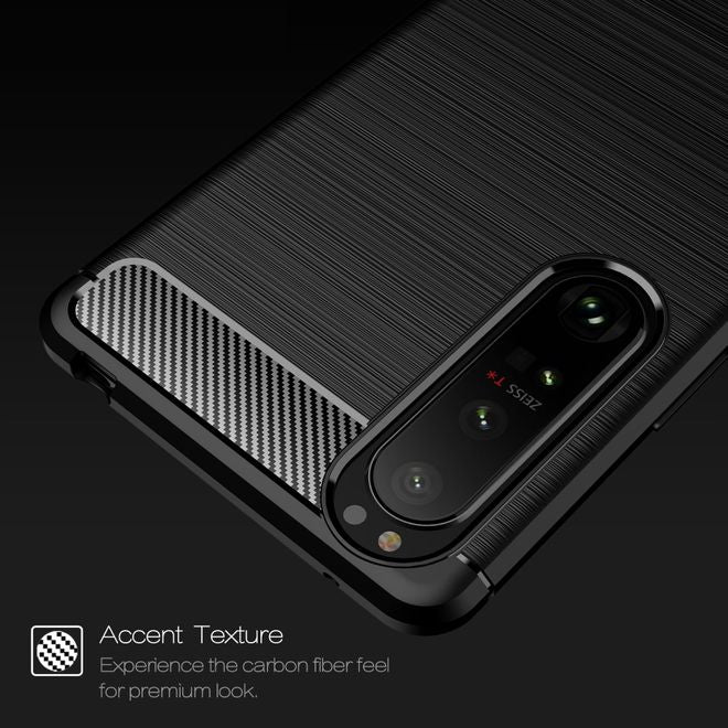 Sony Xperia 1 III Handyhülle - Carbon Fiber TPU Softcase Series - schwarz