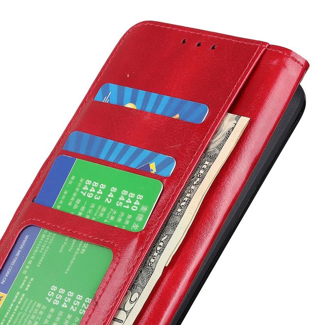Realme 8 5G Handyhülle - Crazy Horse Leder Bookcover Series - rot