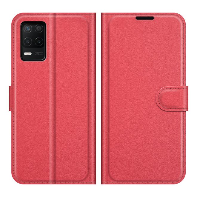 Realme 8 5G Handy Hülle - Litchi Leder Bookcover Series - rot
