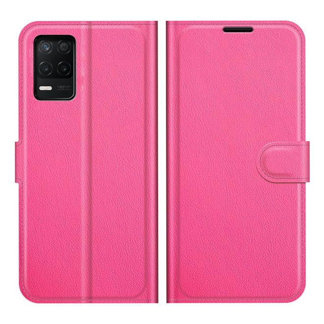 Realme 8 5G Handy Hülle - Litchi Leder Bookcover Series - rosa