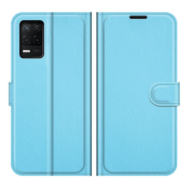 Realme 8 5G Handy Hülle - Litchi Leder Bookcover Series - blau