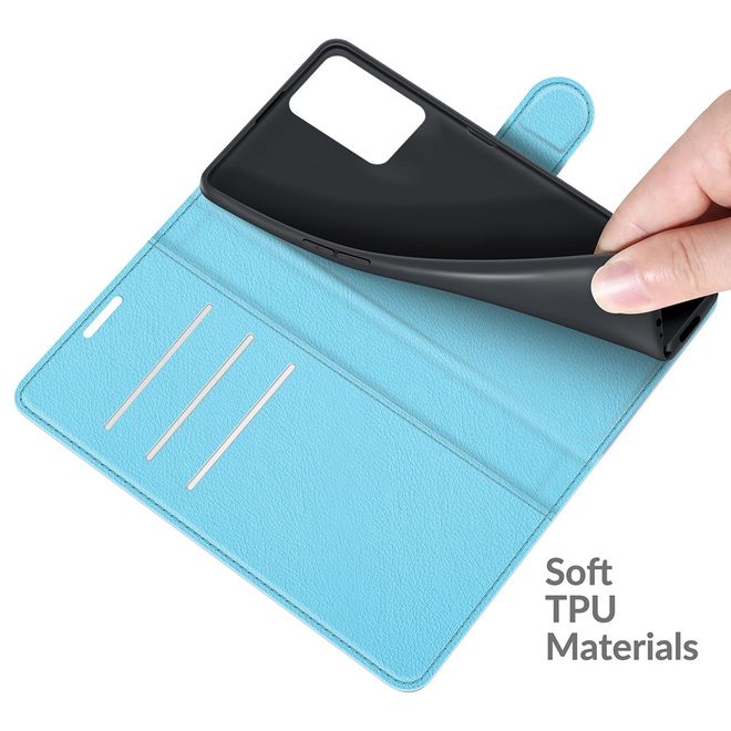 Realme 8 5G Handy Hülle - Litchi Leder Bookcover Series - blau