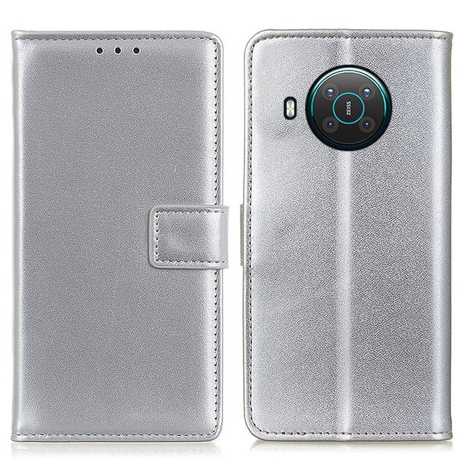 Nokia X10 / X20 Handy Hülle - Classic II Leder Bookcover Series - silber