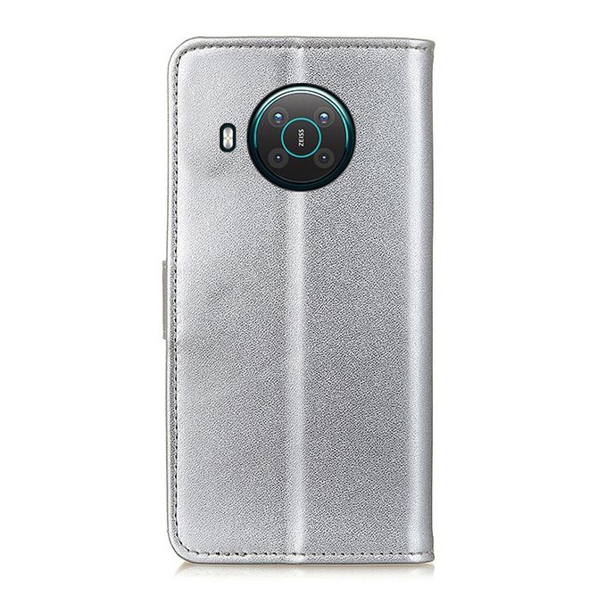 Nokia X10 / X20 Handy Hülle - Classic II Leder Bookcover Series - silber