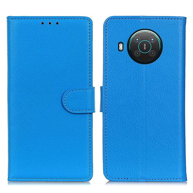 Nokia X10 / X20 Handy Hülle - Litchi Leder Bookcover Series - blau