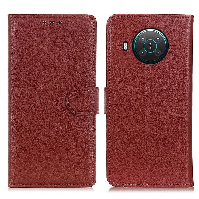 Nokia X10 / X20 Handy Hülle - Litchi Leder Bookcover Series - braun