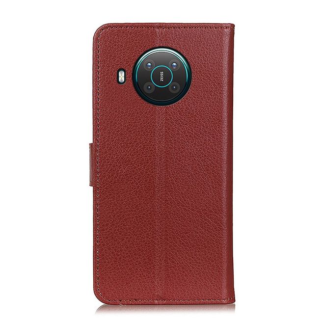 Nokia X10 / X20 Handy Hülle - Litchi Leder Bookcover Series - braun
