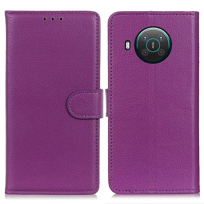 Nokia X10 / X20 Handy Hülle - Litchi Leder Bookcover Series - purpur