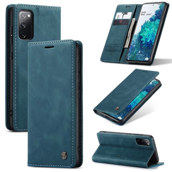 Caseme - Samsung Galaxy S20 FE Hülle - Leder Flip Wallet Case - blau