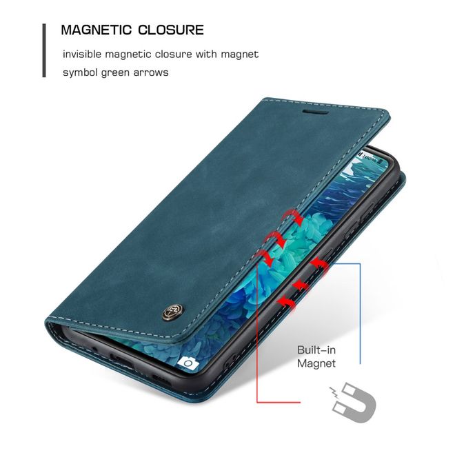 Caseme - Samsung Galaxy S20 FE Hülle - Leder Flip Wallet Case - blau