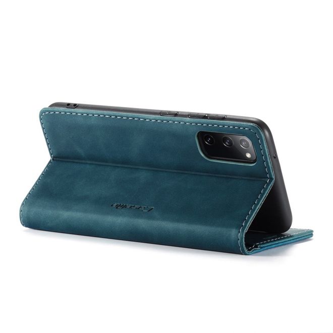 Caseme - Samsung Galaxy S20 FE Hülle - Leder Flip Wallet Case - blau