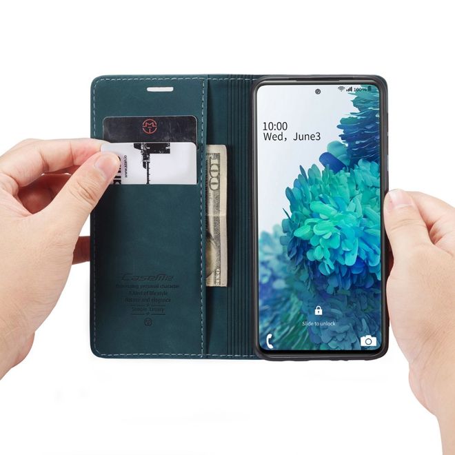 Caseme - Samsung Galaxy S20 FE Hülle - Leder Flip Wallet Case - blau