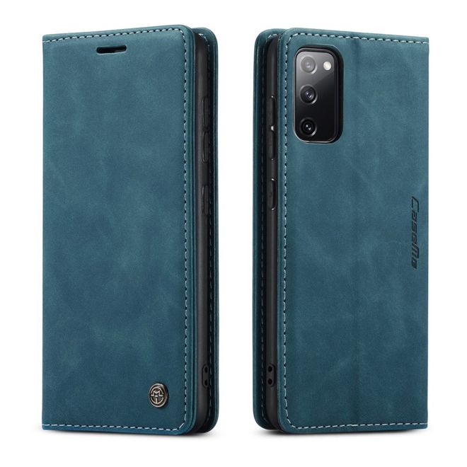 Caseme - Samsung Galaxy S20 FE Hülle - Leder Flip Wallet Case - blau