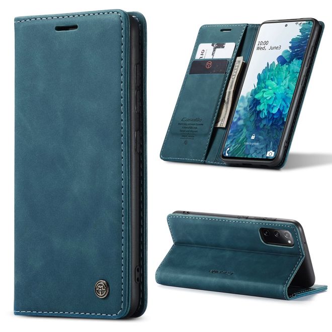 Caseme - Samsung Galaxy S20 FE Hülle - Leder Flip Wallet Case - blau