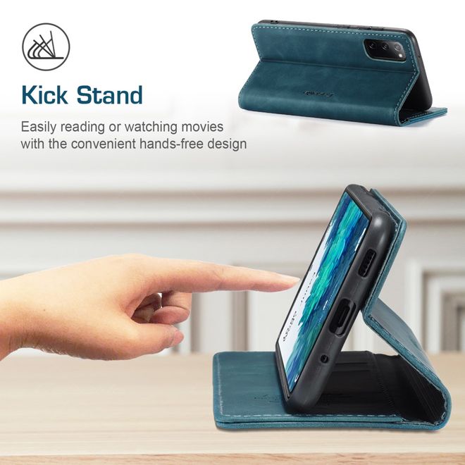 Caseme - Samsung Galaxy S20 FE Hülle - Leder Flip Wallet Case - blau