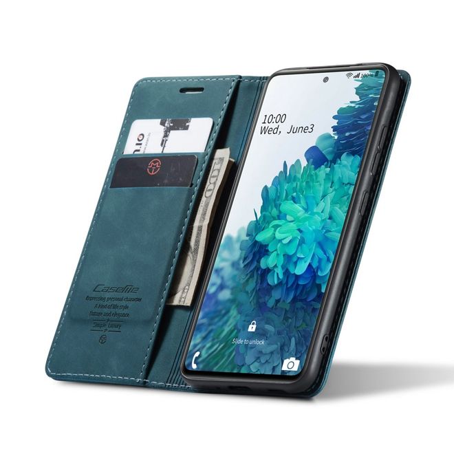 Caseme - Samsung Galaxy S20 FE Hülle - Leder Flip Wallet Case - blau