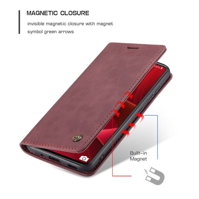 Caseme - Samsung Galaxy S20 FE Hülle - Leder Flip Wallet Case - rot