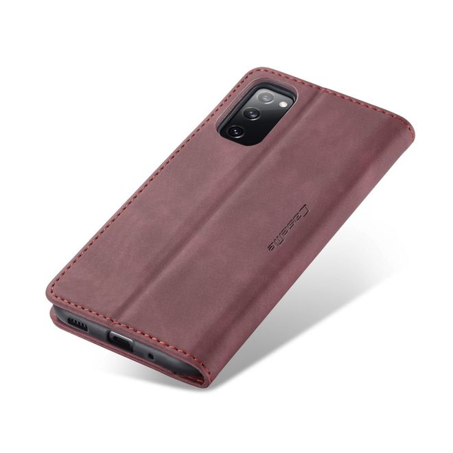 Caseme - Samsung Galaxy S20 FE Hülle - Leder Flip Wallet Case - rot