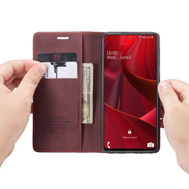 Caseme - Samsung Galaxy S20 FE Hülle - Leder Flip Wallet Case - rot