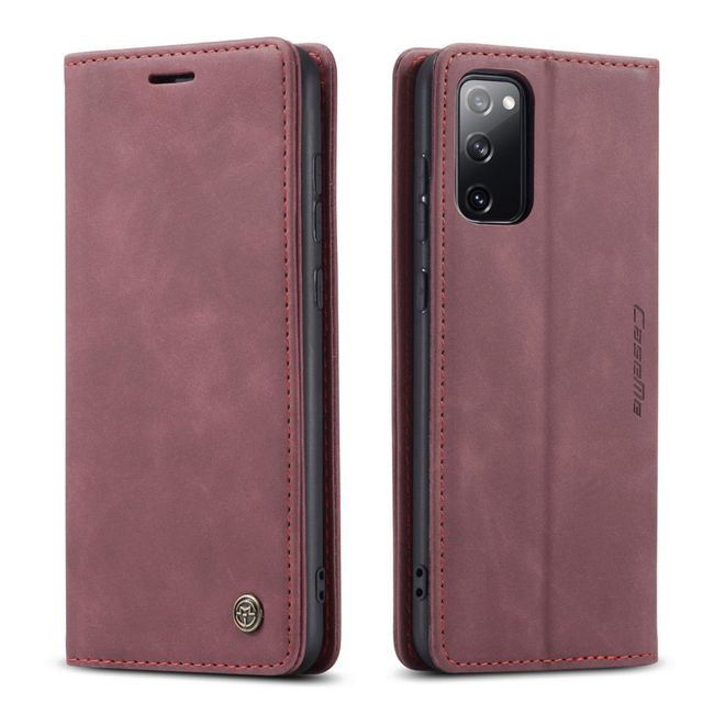 Caseme - Samsung Galaxy S20 FE Hülle - Leder Flip Wallet Case - rot