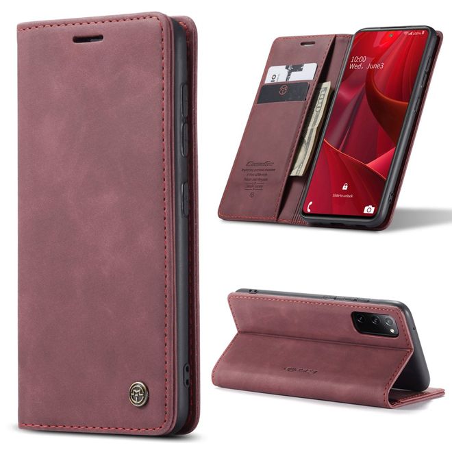 Caseme - Samsung Galaxy S20 FE Hülle - Leder Flip Wallet Case - rot