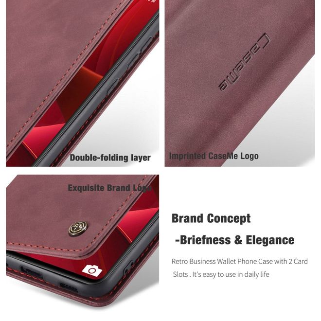 Caseme - Samsung Galaxy S20 FE Hülle - Leder Flip Wallet Case - rot