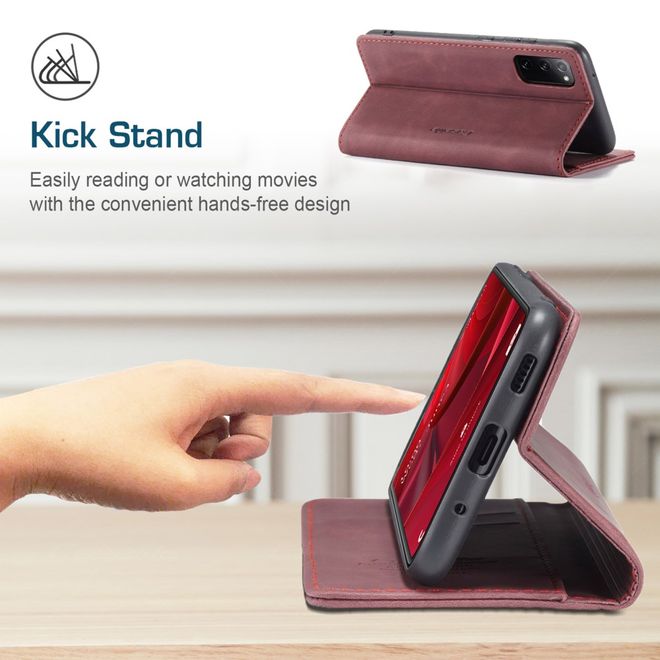 Caseme - Samsung Galaxy S20 FE Hülle - Leder Flip Wallet Case - rot
