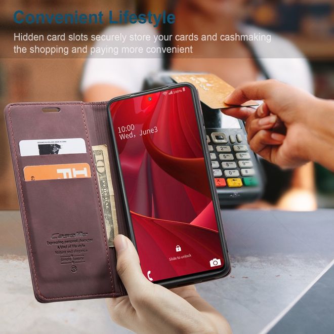 Caseme - Samsung Galaxy S20 FE Hülle - Leder Flip Wallet Case - rot