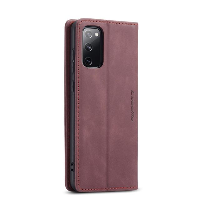 Caseme - Samsung Galaxy S20 FE Hülle - Leder Flip Wallet Case - rot