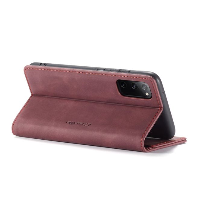 Caseme - Samsung Galaxy S20 FE Hülle - Leder Flip Wallet Case - rot