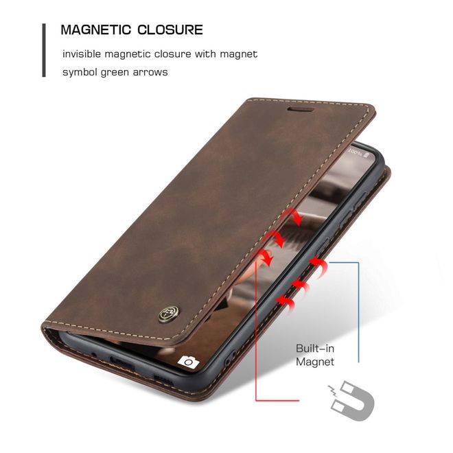 Caseme - Samsung Galaxy S20 FE Hülle - Leder Flip Wallet Case - kaffeefarben