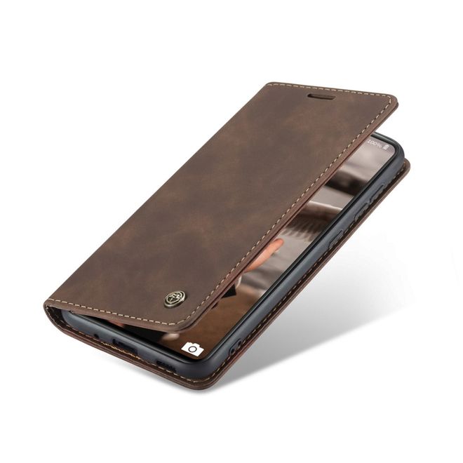 Caseme - Samsung Galaxy S20 FE Hülle - Leder Flip Wallet Case - kaffeefarben