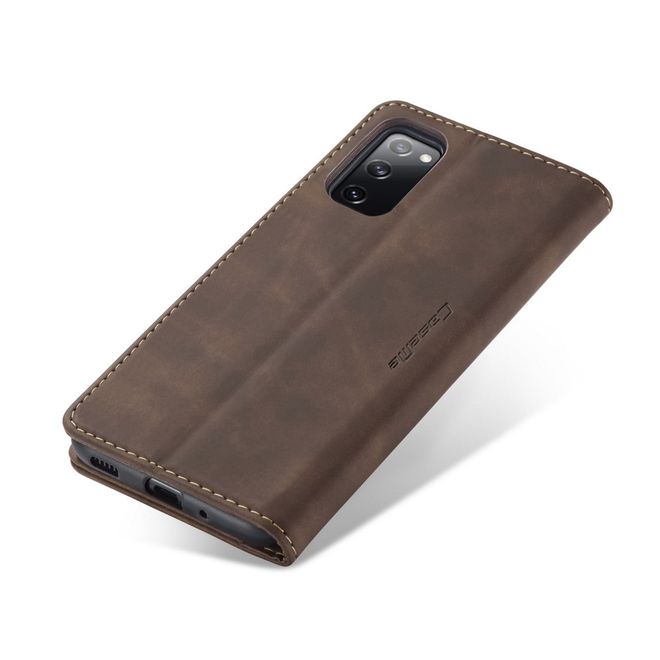 Caseme - Samsung Galaxy S20 FE Hülle - Leder Flip Wallet Case - kaffeefarben