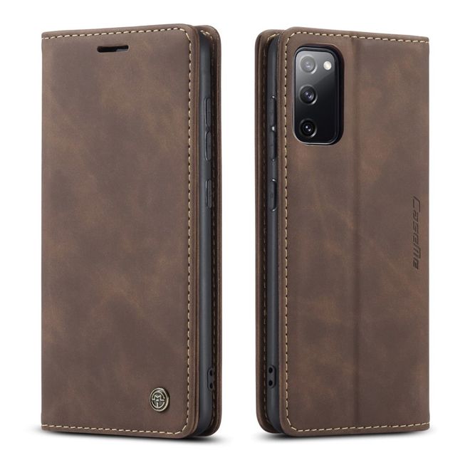 Caseme - Samsung Galaxy S20 FE Hülle - Leder Flip Wallet Case - kaffeefarben