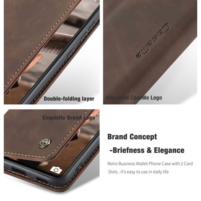 Caseme - Samsung Galaxy S20 FE Hülle - Leder Flip Wallet Case - kaffeefarben