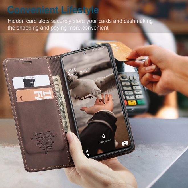 Caseme - Samsung Galaxy S20 FE Hülle - Leder Flip Wallet Case - kaffeefarben