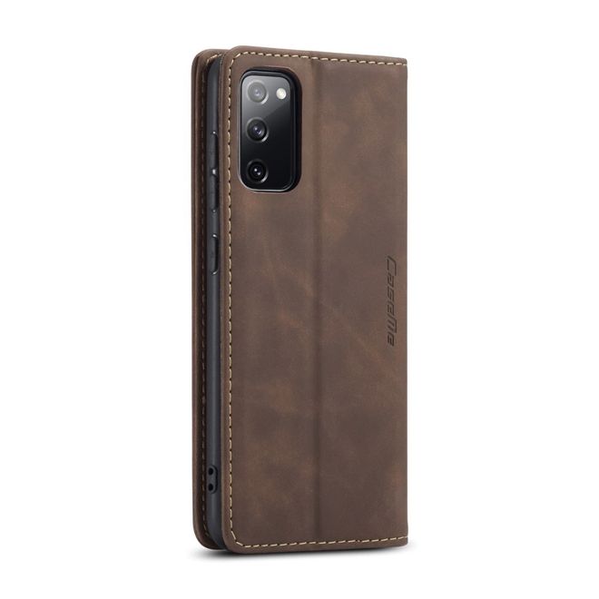 Caseme - Samsung Galaxy S20 FE Hülle - Leder Flip Wallet Case - kaffeefarben