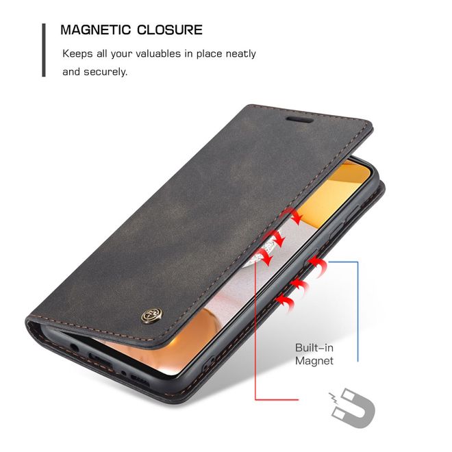 Caseme - Samsung Galaxy S21+ Hülle - Leder Flip Wallet Case - schwarz