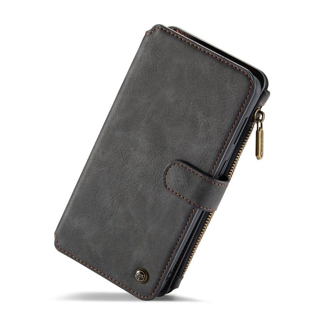 Caseme - Samsung Galaxy S21+ Handy Hülle - Leder Etui mit abnehmbarer Plastik Hülle - schwarz