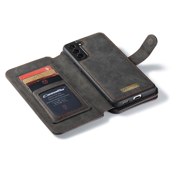 Caseme - Samsung Galaxy S21+ Handy Hülle - Leder Etui mit abnehmbarer Plastik Hülle - schwarz