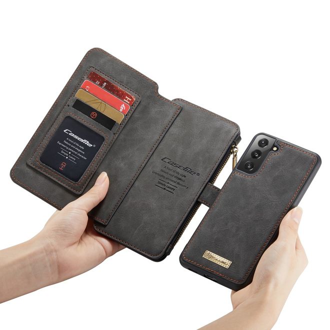 Caseme - Samsung Galaxy S21+ Handy Hülle - Leder Etui mit abnehmbarer Plastik Hülle - schwarz