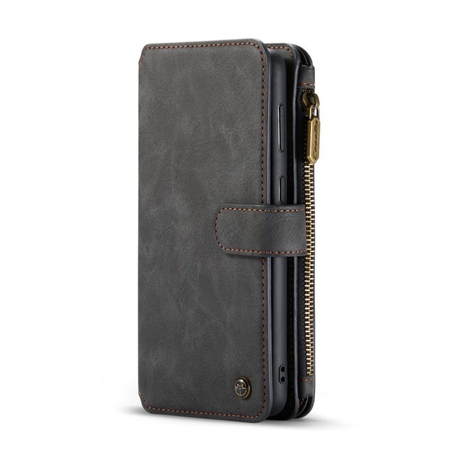 Caseme - Samsung Galaxy S21+ Handy Hülle - Leder Etui mit abnehmbarer Plastik Hülle - schwarz